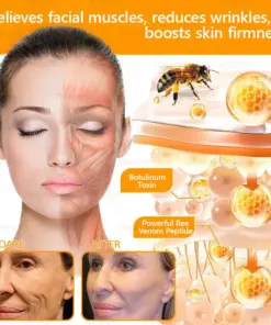 Daasry® Bee Venom Treatment Cream with bee venom peptides, botulinum toxin, hyaluronic acid, and collagen. Targets wrinkles, fine lines, sagging, stretch marks, dark spotsfirming, lifting and more