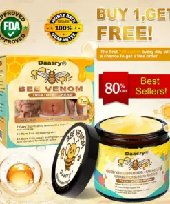 Daasry® Bee Venom Treatment Cream with bee venom peptides, botulinum toxin, hyaluronic acid, and collagen. Targets wrinkles, fine lines, sagging, stretch marks, dark spotsfirming, lifting and more